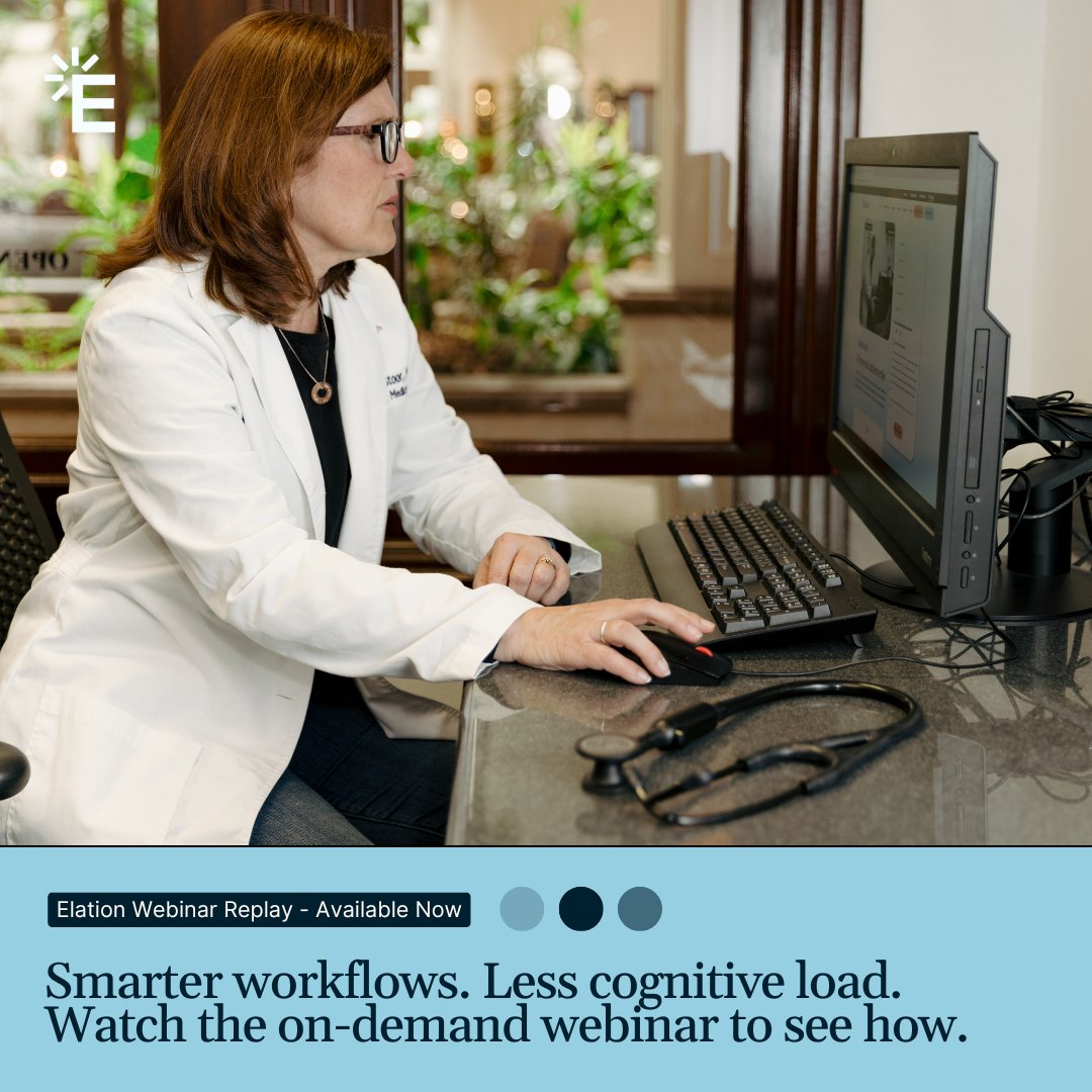 Missed our live webinar? 

Watch now to hear how we’re embedding clinical-first AI into workflows - reducing documentation and mental load while improving care.

Watch here: ow.ly/6nJN50WMtIW

#ClinicalFirstAI #PrimaryCare #ElationHealth
