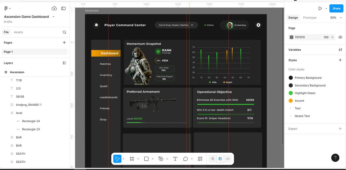 WIP 🚧 for a Game Dashboard UI...