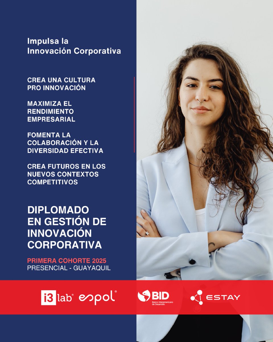 ch_estay's tweet image. 📅 Hoy 29 de agosto iniciamos la Primera Cohorte del Diplomado en Gestión de Innovación Corporativa. Y estamos listos con 47 participantes.
🚀 i3lab.org/diplomado-inno…
🎓 @espol @i3Lab @el_BID @EstayConsulting  @ch_estay 

#ESPOLInnova #BIDInnova #I3LabInnova #EstayTransforma