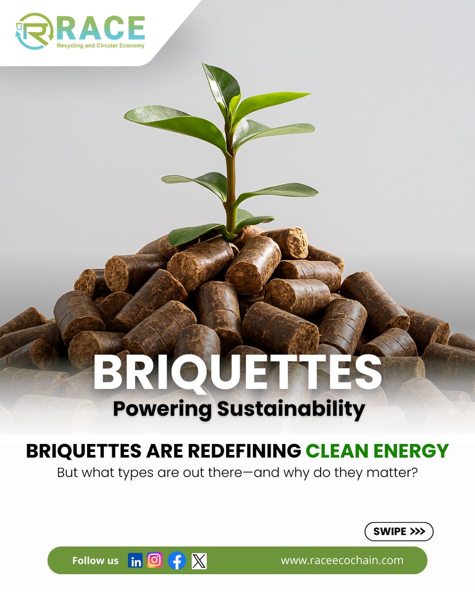 Raceecochainltd's tweet image. Briquettes: the cleaner, smarter alternative to coal. 🌱 Mustard, groundnut husk, or sawdust — each type brings efficient and eco-friendly fuel for industries. #RaceEcoChain #Briquettes #CleanEnergy
