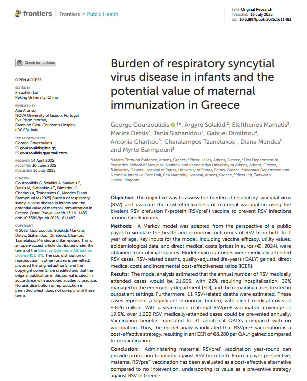EvidenceThrough's tweet image. We’re happy to share our study: “#Burden of respiratory syncytial virus disease in infants and the potential value of maternal #Immunization  in Greece,” published in open access journal Frontiers in Public #Health. @FrontPubHealth 

🔗 Read more: frontiersin.org/journals/publi…