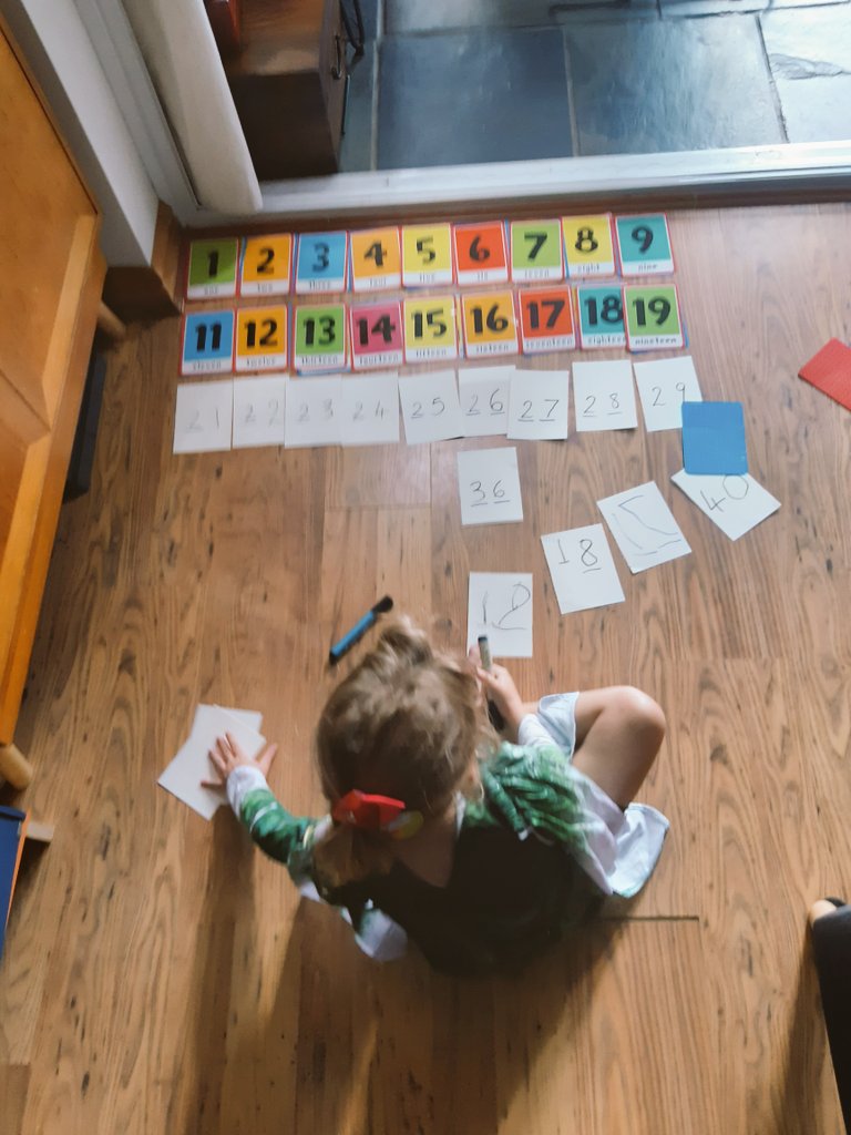 Isabelle said she wanted to practise her numbers before starting school next week. She's now testing mine.