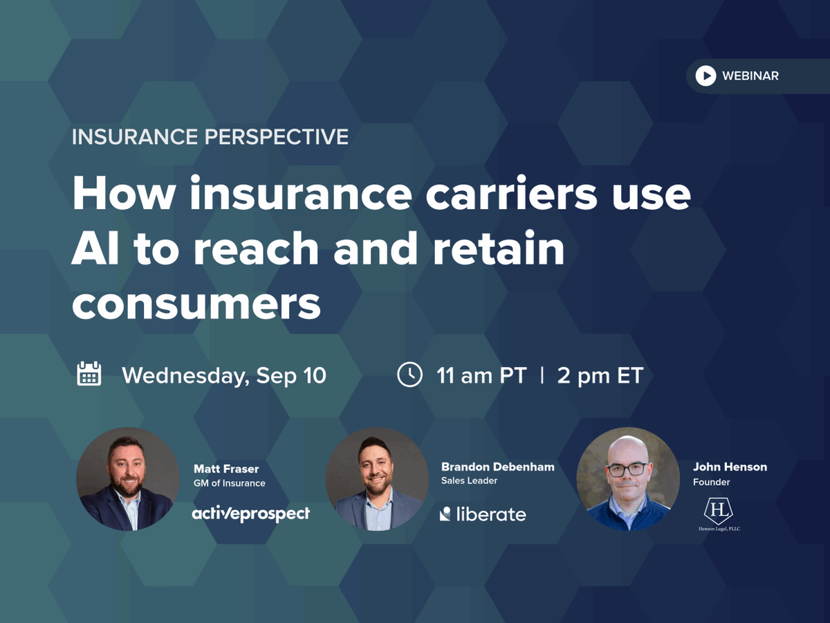 Register now 👉 bit.ly/4lH3jcl

Insurance outreach is evolving fast, and AI is at the center of it. Join us on September 10th at 2 PM ET for the roundtable webinar, “How insurance carriers use AI to reach and retain consumers," as we cover everything you need to know.