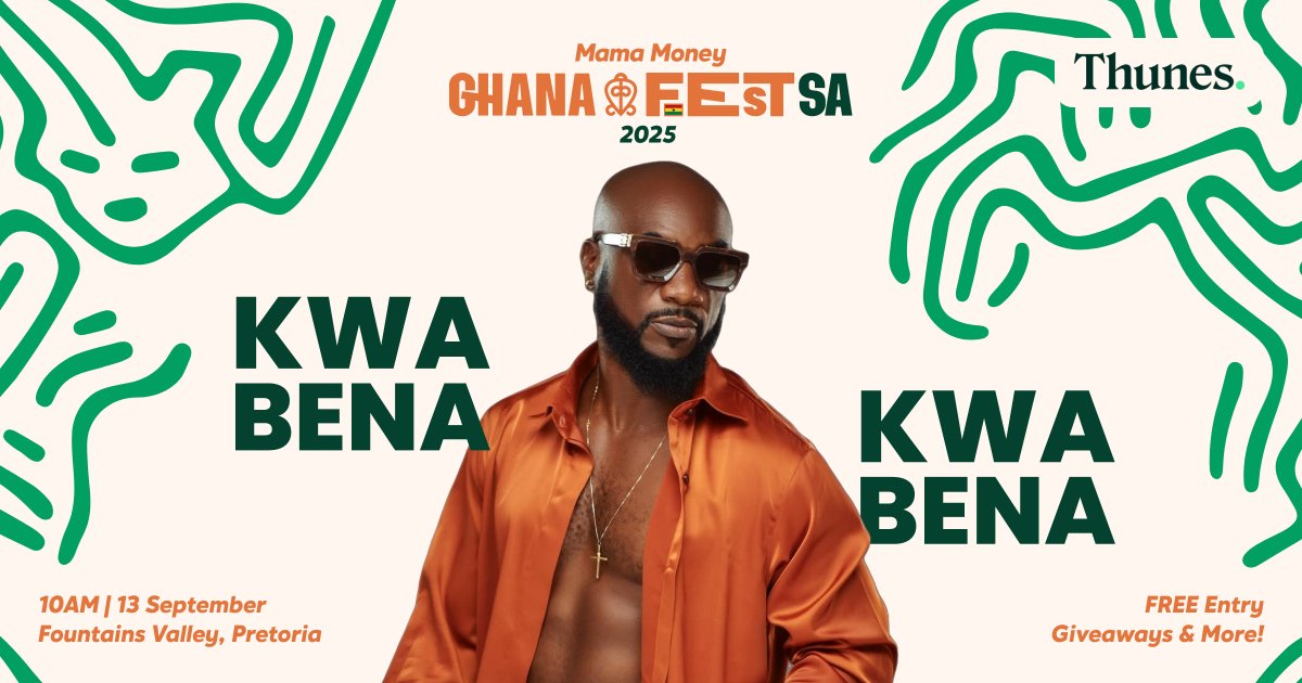 🌍 GhanaFest 2025 is turning all the way up, and this year we’re bringing soul, sound, and serious star power to the stage 🇬🇭✨

We’re beyond excited to announce that Kwabena Kwabena will be headlining 

#GhanaFestSA2025 🔥