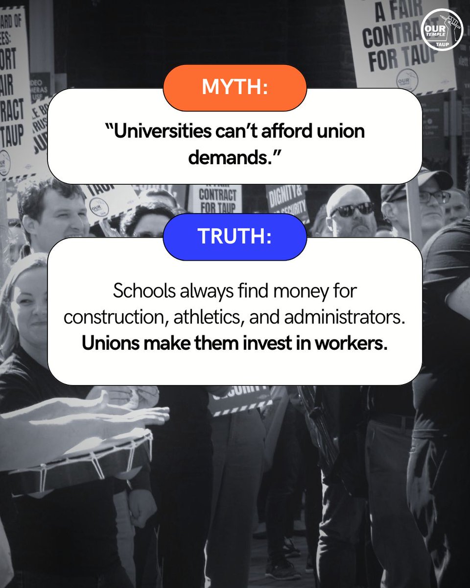 Let’s Talk Union Myths...
University administrations often spread misinformation about unions to keep power in their own hands. The truth is simple: unions make our universities stronger for faculty, staff, and students alike. Have questions? Send us a DM.