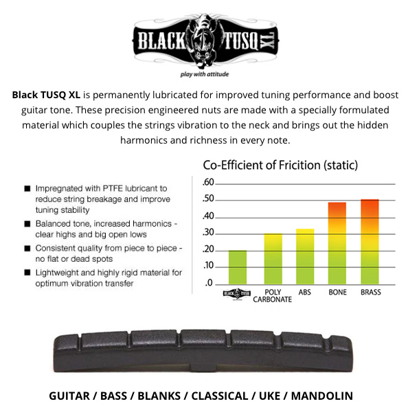 GraphTechGuitar's tweet image. Black Tusq XL by Graph Tech Guitar Labs #BlackTusqXL #tusq #tusqxl #guitarnut #graphtech #graphtechguitarlabs