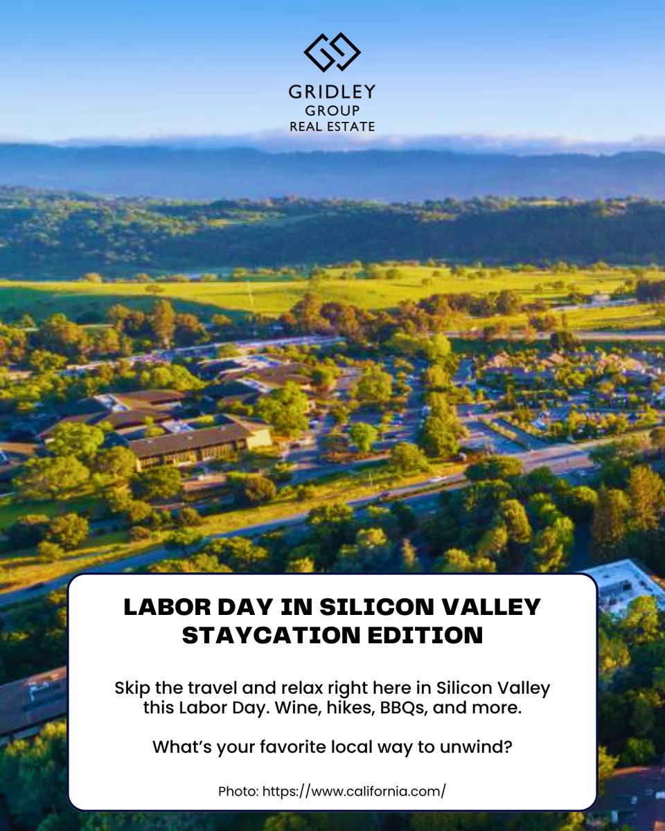 LRGridley's tweet image. Long weekend coming up? There are plenty of ways to unwind right here in Silicon Valley. Think wine tasting in Saratoga, a spa day in Los Gatos, hiking through redwoods, or a backyard BBQ with friends.

Stay local and recharge.

#GridleyGroup #Real #REALTOR®️ #DRE01349340