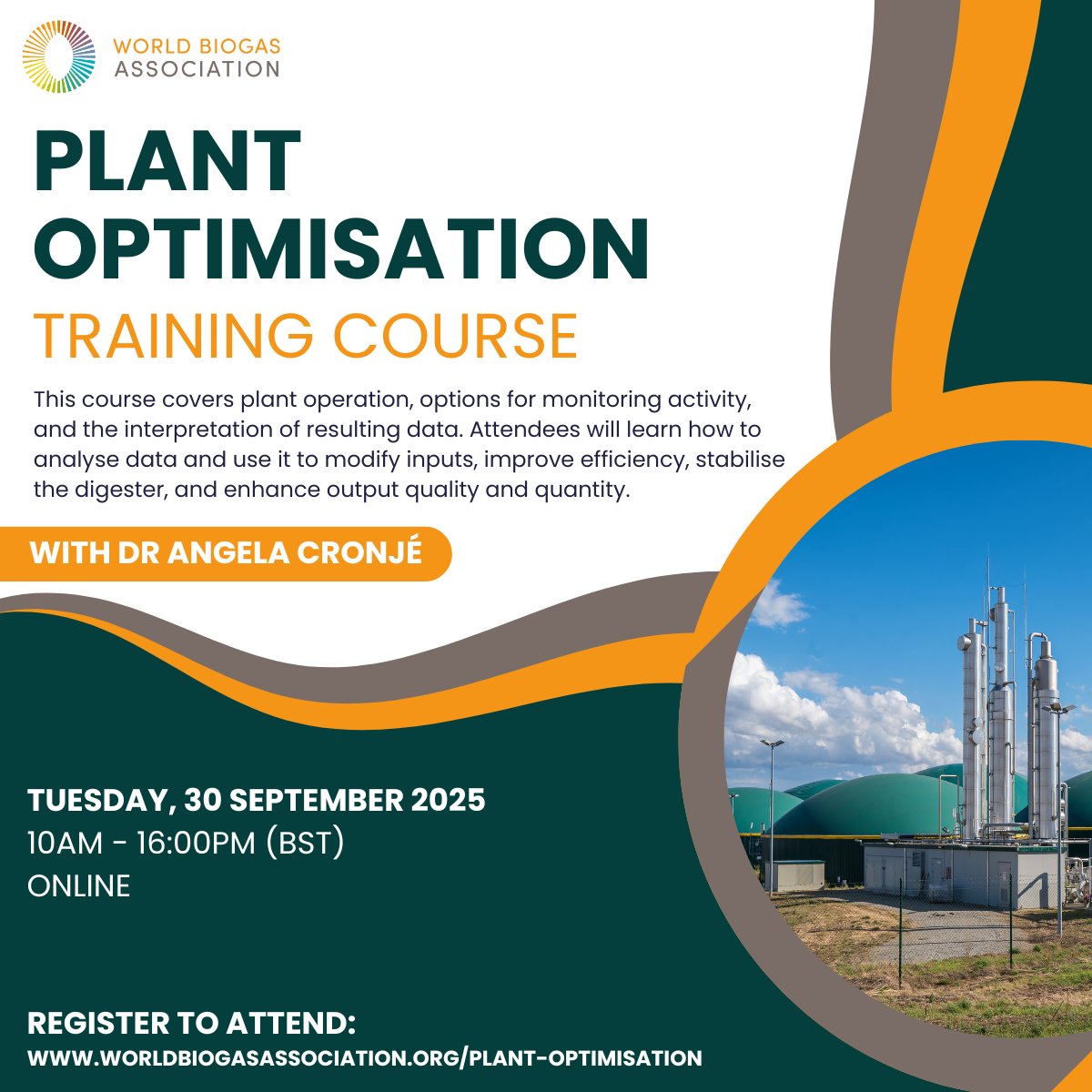 Looking to optimise your biogas plant? Join our popular training course, with Dr Angela Cronje on 30 September:  worldbiogasassociation.org/wba-plant-opti…