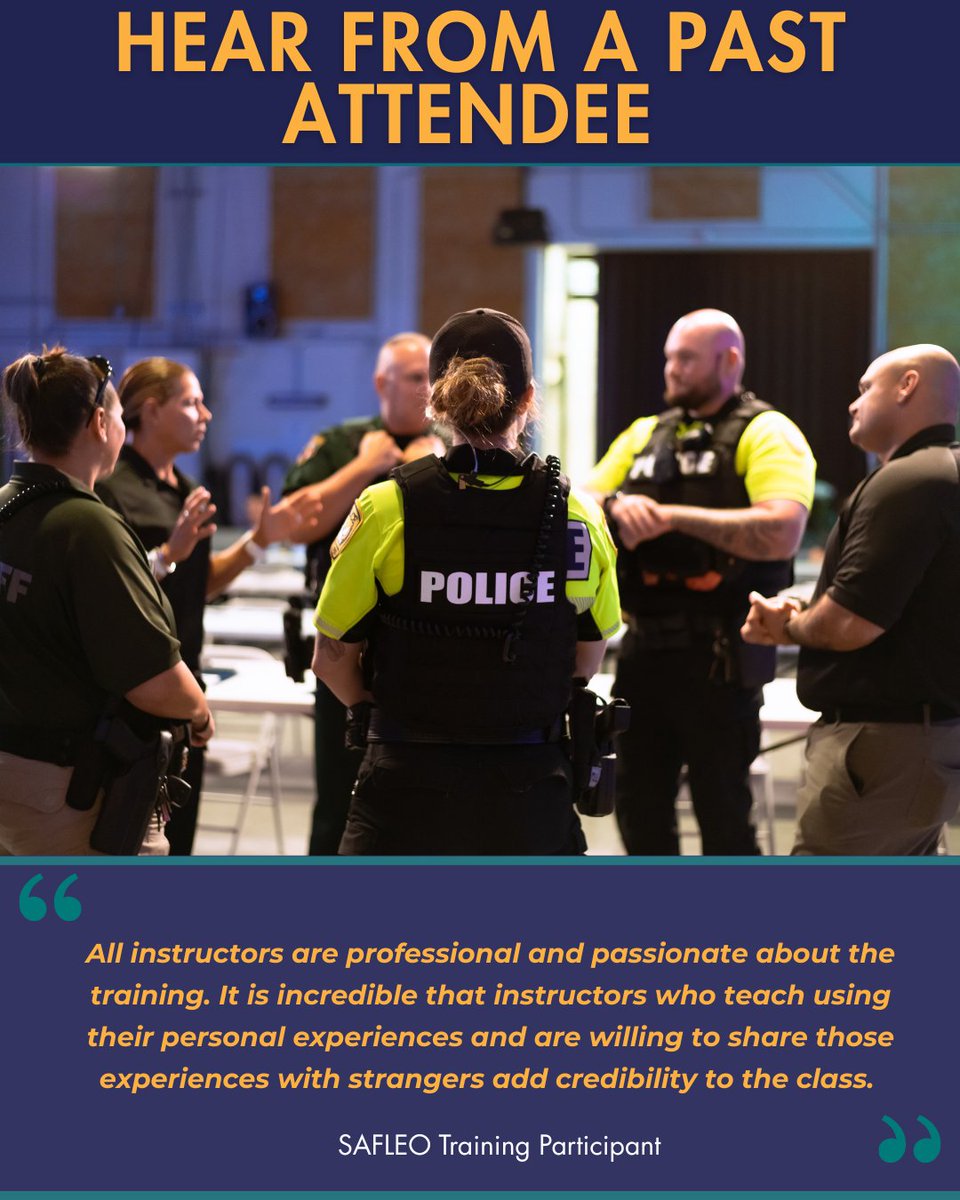 SAFLEOprogram's tweet image. SAFLEO understands the power of vulnerability and the importance of connecting with every officer who attends our training events. Be ready to be inspired—register today at safleo.org