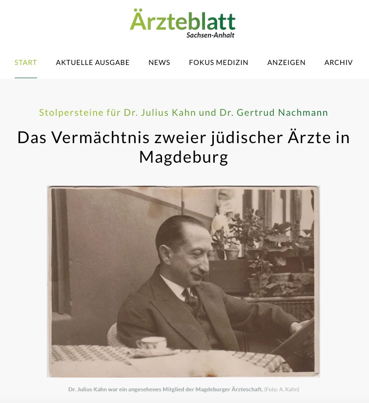 #Stolpersteine für Dr. Julius Kahn und Dr. Gertrud Nachmann - Das Vermächtnis zweier jüdischer #Ärzte in #Magdeburg aerzteblatt-sachsen-anhalt.de/stolpersteine-…… #StumblingStones #pierresdachoppement #Kamenyzmizelých #Struikelstenen #Pietrediinciampo #llambordes