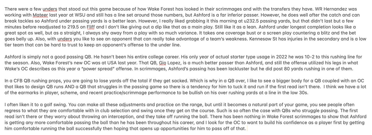 Main Play #3 - Wake Forest QB Robby Ashford o32.5 rushing yards -125 Fliff