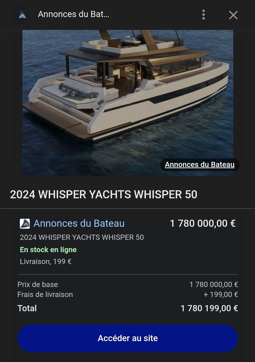 C'est pas cher la livraison d'un bateau électrique de 1.7 M€... seulement 199 € 🙄