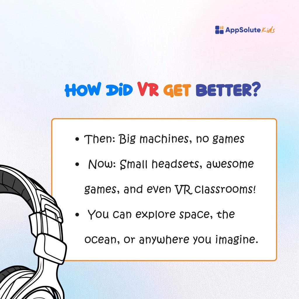 Appsolute_Kids's tweet photo. From a giant machine in 1962 to sleek headsets today, VR has come a long way!!!

#virtualreality #kidsandtech #vrhistory #futuretech #techforkids #learningisfun #vradventures #kidstechtips #educationandfun #cooltech https://t.co/5zVztLQZx5