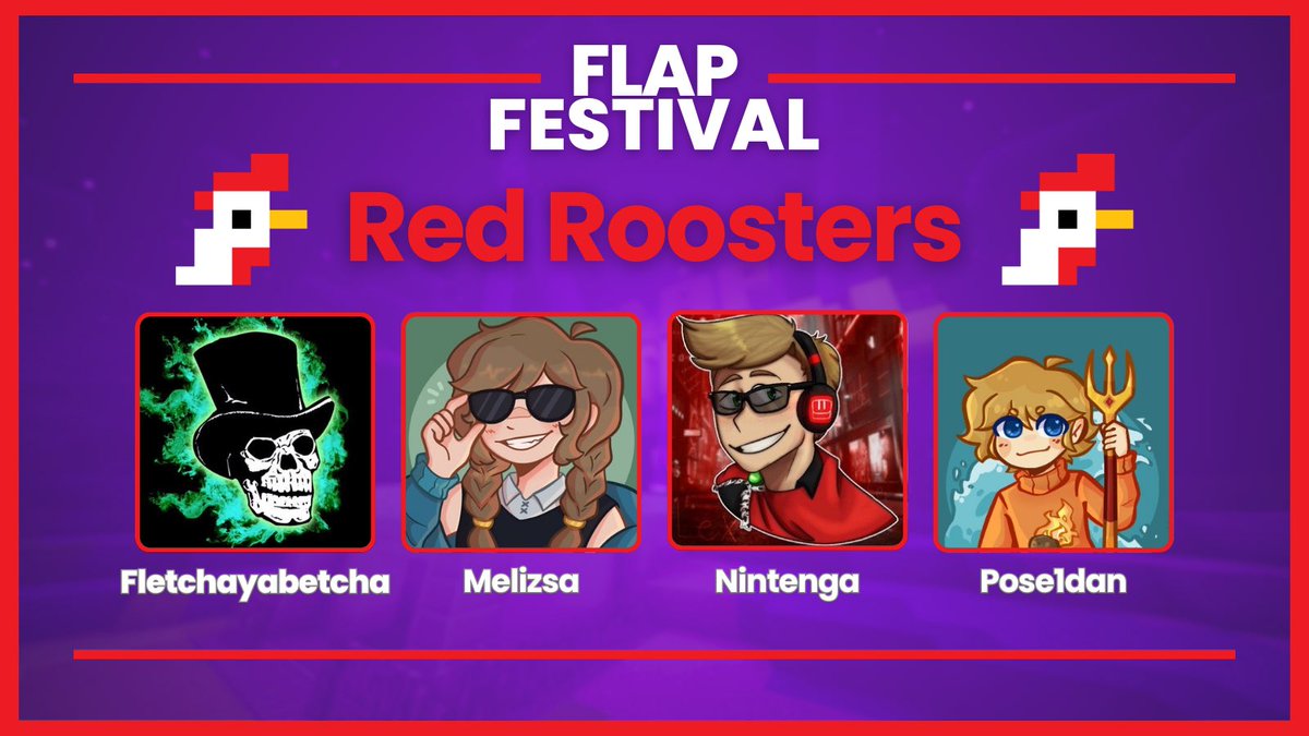 🔥 Red Roosters 🔥
<a href="/melizsayay/">Mel</a>
<a href="/Pose1dan/">Poseidan</a> 
<a href="/NintengaT/">Nintenga</a>  
Fletchyabetch
They will be flying into FF with pure fire and passion! 🐓❤️
Catch them live at FF on August 30th at 1:30PM EST!