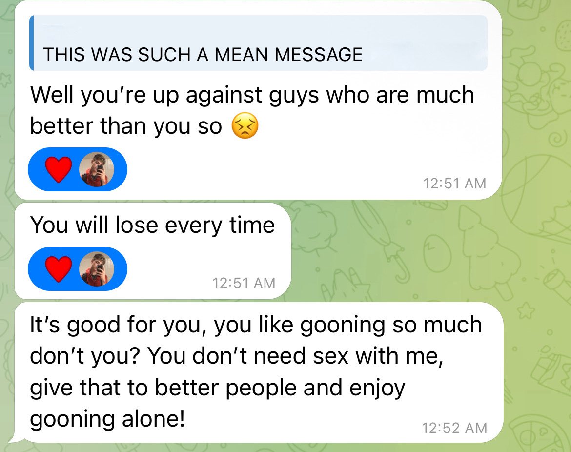 everything a cuck loser could wish for in a boyfriend

(,,>﹏<,,)