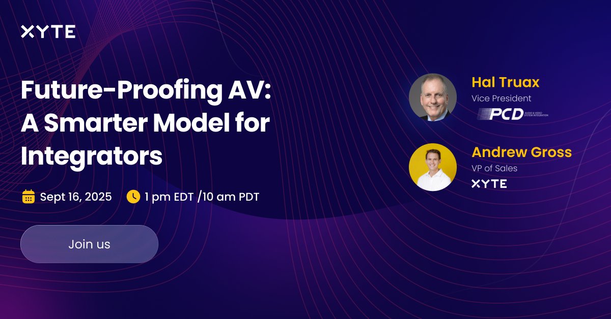 Managing AV/UC environments is becoming more complex, but it doesn’t have to be.

Join us to learn how a single pane of glass approach and #AI-driven insights can help you simplify management, scale services &amp; unlock recurring revenue: lp.xyte.io/future-proofin…

📆 Sept 16 at 1 PM
