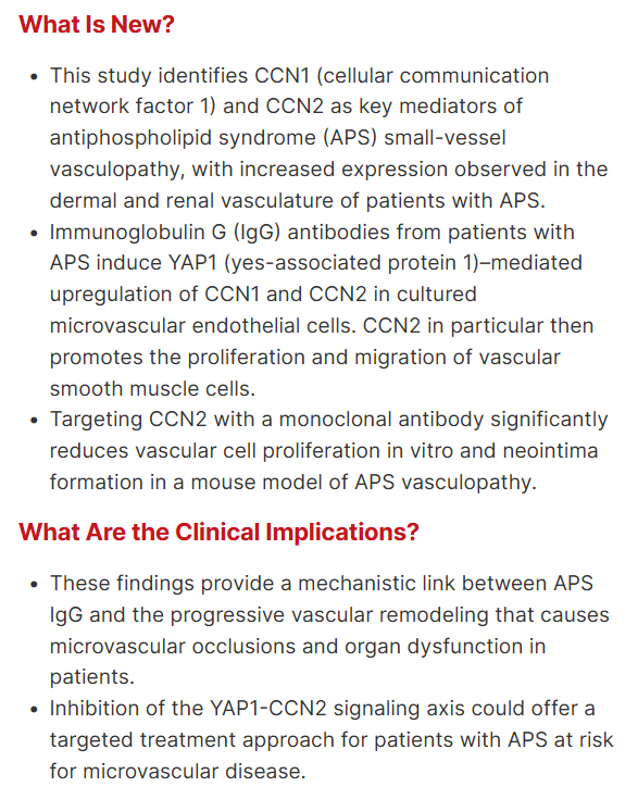 Jason S Knight (@jasonsknight) on Twitter photo ❤️👀 <a href="/CircAHA/">Circulation</a>
Microvascular Endothelial Cells License APS Vasculopathy Through YAP1- and CCN2-Mediated Signaling
ahajournals.org/doi/10.1161/CI… ❤️👀 <a href="/CircAHA/">Circulation</a>
Microvascular Endothelial Cells License APS Vasculopathy Through YAP1- and CCN2-Mediated Signaling
ahajournals.org/doi/10.1161/CI…