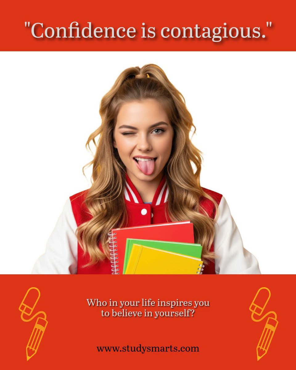 StudySmarts's tweet image. &quot;Confidence is contagious.&quot; 

Who in your life inspires you to believe in yourself? 

#StudySmarts #StudentSuccess #LearningJourney #EducationMatters #AcademicSuccess #SchoolMotivation #StudentLife #StudyTips #SuccessStartsHere #GrowthThroughLearning