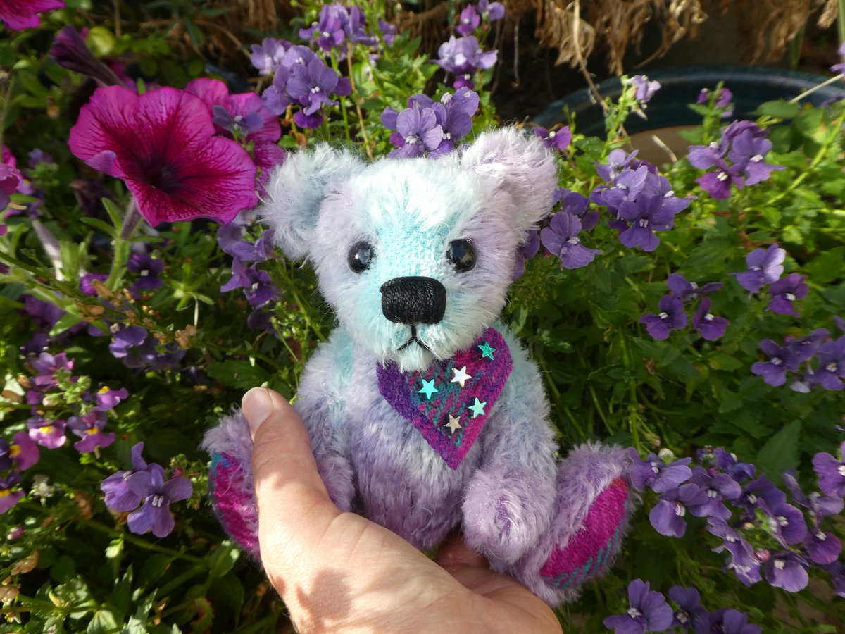 Meet Islay &amp; Jura, two beautiful Hand Ombre dyed Artist #BramberBears featuring Harris Tweed footpads and inner ears and star constellations evocative of the night skies visible on the islands they are named after 💜✨🌠 #OOAK #Handmade #ArtistMade ebay.co.uk/itm/3658315220…