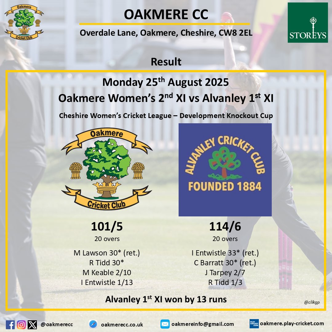 Oakmere Cricket Club tweet media