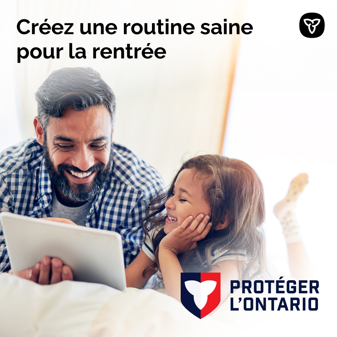 Une routine santé pour la rentrée scolaire!

🗓️ Créez un emploi du temps qui prévoit des périodes pour les devoirs, les loisirs et la détente, l’heure du coucher, des repas sains et une activité physique.

📚  Faites l’équilibre entre le travail scolaire et le plaisir.