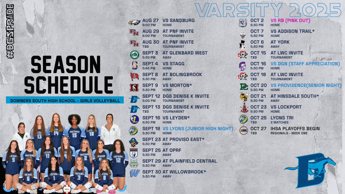 🚨DID YOU MISS THE GAME THIS WEEK? No worries, there are plenty of more games to catch! Here is the rest of our 2025 Varsity Schedule! Check it out! Come out &amp; support - Go Mustangs!!! 🚨 #dgspride