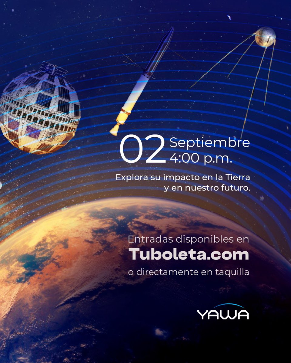 🌌✨ Los satélites están en todo lo que hacemos: desde el GPS en tu celular hasta los pronósticos del clima que consultamos cada día.
🗓 2 de septiembre ⏰ 4:00 p.m. 
🎟 Adquiere tus entradas en tuboleta.com o en taquilla.
