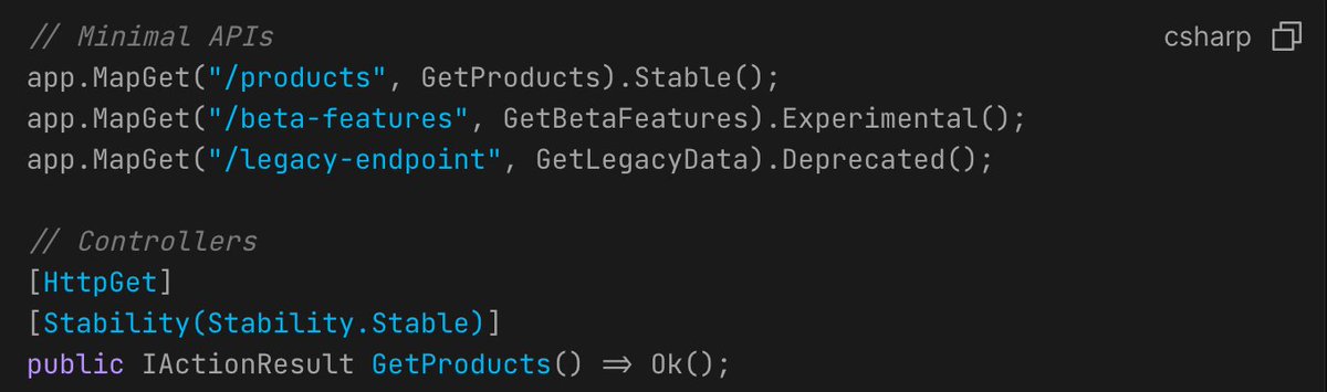 scalar's tweet image. this week at scalar™  

.NET 10 support for:

✲ Scalar.AspNetCore
✲ Scalar.AspNetCore.​Microsoft  

is now live! use our custom OpenAPI extensions (like stability flags) in the latest and greatest version of .NET
