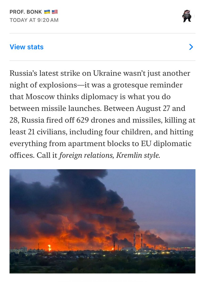 Why Moscow Bombs Civilians When It Can’t Win Battles: How to Lose a War and Still Terrorize Civilians.
open.substack.com/pub/professorb…