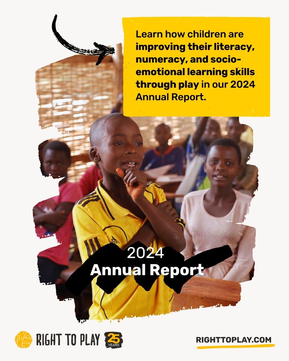 Children in our partner schools are 2.5× more likely to be proficient readers than their peers. That’s why we’re working to guarantee that more primary school–aged children experience lessons that strengthen literacy and socio-emotional skills. Read more: righttoplay.com/en/news/annual…