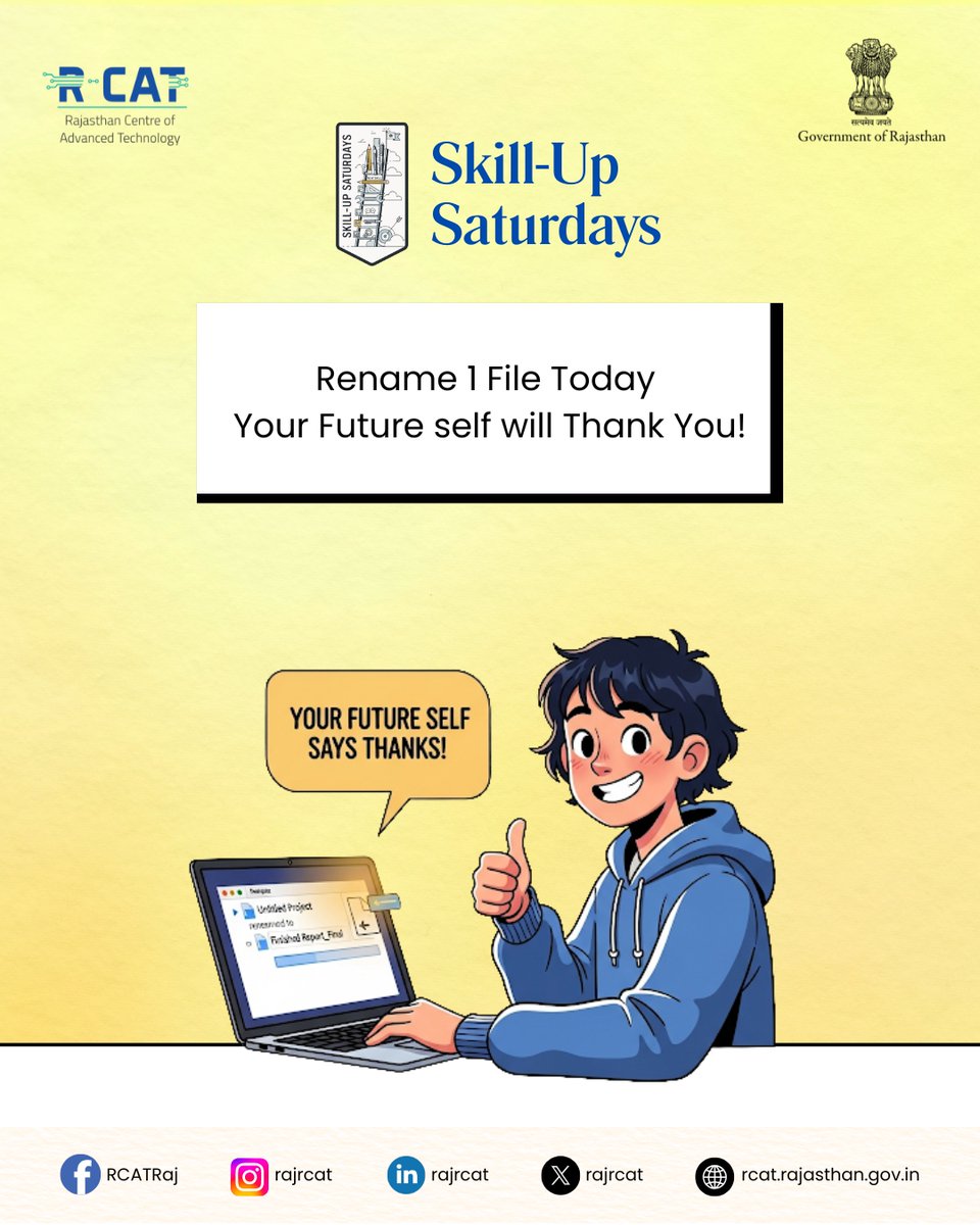 rajrcat's tweet image. Final.docx… Final_v2… Final_FINAL…” → sounds familiar? 
 Hack it with:
  Subject_Project_Date_Version
  Example: AI_Assignment_21Aug_v1

Clean file names = less confusion, faster submissions.

#SkillUpSaturday #SmartStudent #ProductivityHacks #StudyTips #DigitalOrganization