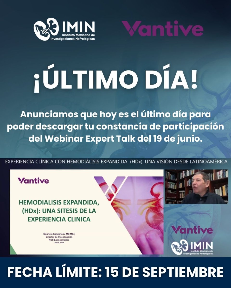 IMINmx's tweet image. 🩺 ¡ÚLTIMO DÍA!

Anunciamos que hoy es el último día para poder descargar tu constancia de participación del Webinar Expert Talk del 19 de junio. 🧾✨

constancias.integrameetings.com/imin_general/2…

📅 Fecha límite de descarga: 15 de septiembre

#WebinarIMIN #IMIN #SomosIMIN #ExpertTalk2025