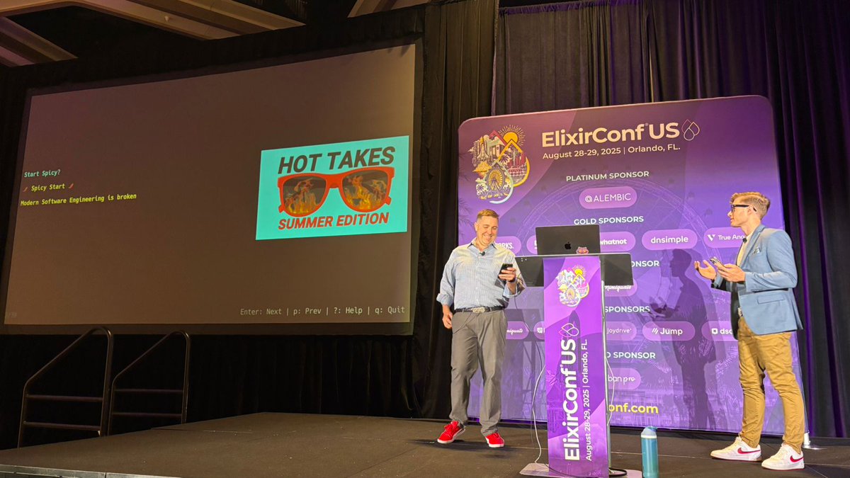 ElixirConf's tweet image. 🧠 # Network: gen_tcp, httpd, ssh
Data: Direct DB drivers, custom storage
Deploy: mix release
Christian Koch  and Jeremy Searls prove the standard library is more powerful than you think. #ElixirConfUS