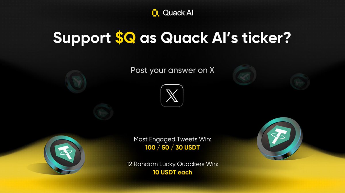 Ajju|Voltix.ai ๐พ (@ajju0xi) on Twitter photo Absolutely yes! $Q is the perfect ticker for Quack AI
Itโs short, catchy & stands out in the AI + crypto world.
Just like Quack AI is simplifying AI for everyone, $Q will simplify recognition in the market.
What do you think
<a href="/CryptoGurujiOG/">Crypto Guruji</a>
#QuackAI #Q $Q Absolutely yes! $Q is the perfect ticker for Quack AI
Itโs short, catchy & stands out in the AI + crypto world.
Just like Quack AI is simplifying AI for everyone, $Q will simplify recognition in the market.
What do you think
<a href="/CryptoGurujiOG/">Crypto Guruji</a>
#QuackAI #Q $Q