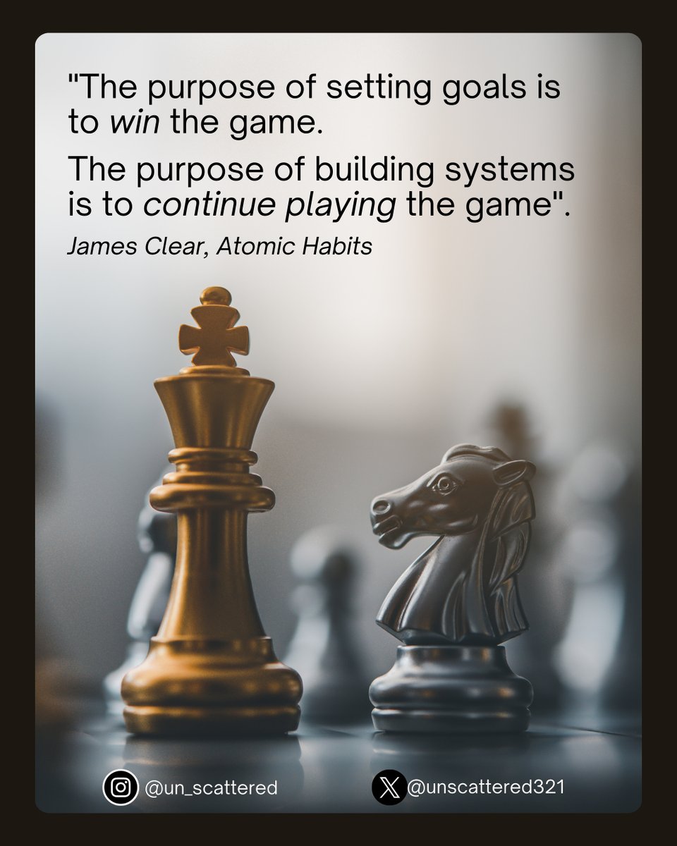 "The purpose of setting goals is to win the game. The purpose of building systems is to continue playing the game". - James Clear, #AtomicHabits

Grab my #1percentbettereveryday #habittracker #notiontemplate for free today!

#habits #productivity #1percentbetter #quotes