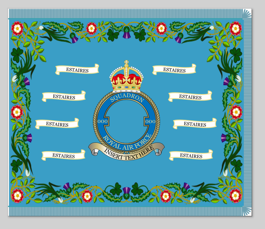 On top of my Royal Navy Stuff, I have also finished designing Squadron Standard for the RAF. I'm working closely with the Chief of Air Staff and Chief of Naval Staff on their respective Heraldic Badges and Standards. More to be published in the future.