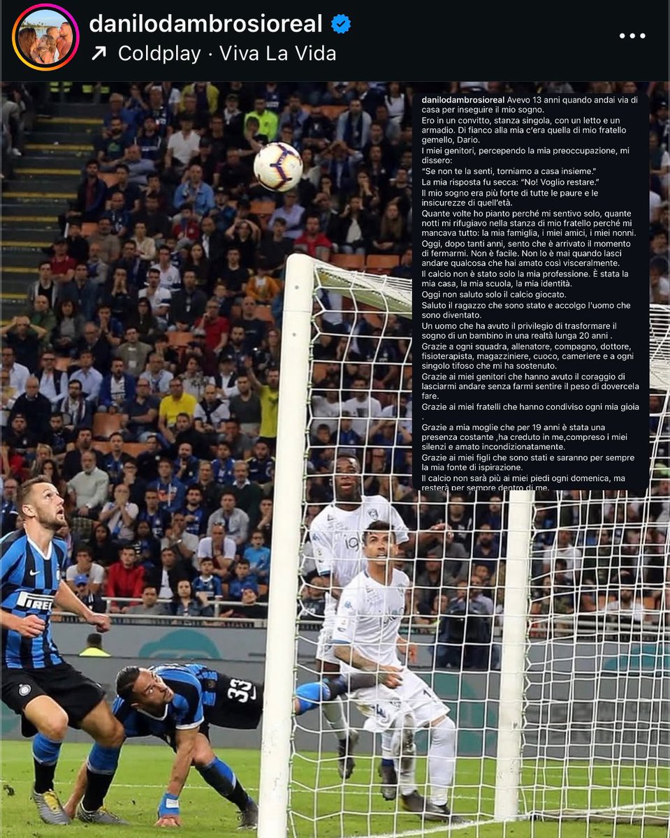 Danilo D’ambrosio lascia ufficialmente il calcio e lo fa postando la foto ICONICA. ⚫️🔵
