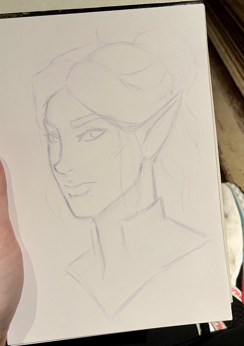 RenMasaoAnkoku's tweet image. Drawing Minthy while I wait in line so I can have a piece of my art signed by Emma 😭 

The lighting in this hotel is gods awful

#wip #bg3 #Minthara #BaldursGate3