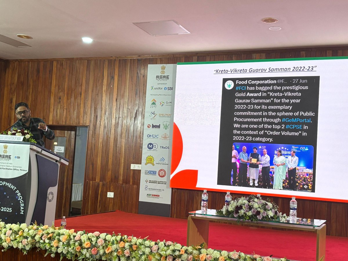 FCI DO Trissur (@fcidotrissur) on Twitter photo FCI DO Thrissur participated in the VDP 2025, Organized by MSME, DFO Thrissur on 28.08.25. Shri. Zubair K, TA I presented various requirements of FCI in the program through PPT. <a href="/FCI_India/">Food Corporation of India</a> <a href="/fooddeptgoi/">Department of Food & Public Distribution</a> <a href="/fcisouthzone_pr/">FCI ZO South</a> <a href="/FciKerala/">FCI Kerala</a> <a href="/DARPG_GoI/">DARPG ๐ฎ๐ณ</a> <a href="/minmsme/">Ministry of MSME</a> <a href="/PIBConsumerFood/">PIB India_Consumer_Food</a> FCI DO Thrissur participated in the VDP 2025, Organized by MSME, DFO Thrissur on 28.08.25. Shri. Zubair K, TA I presented various requirements of FCI in the program through PPT. <a href="/FCI_India/">Food Corporation of India</a> <a href="/fooddeptgoi/">Department of Food & Public Distribution</a> <a href="/fcisouthzone_pr/">FCI ZO South</a> <a href="/FciKerala/">FCI Kerala</a> <a href="/DARPG_GoI/">DARPG ๐ฎ๐ณ</a> <a href="/minmsme/">Ministry of MSME</a> <a href="/PIBConsumerFood/">PIB India_Consumer_Food</a>