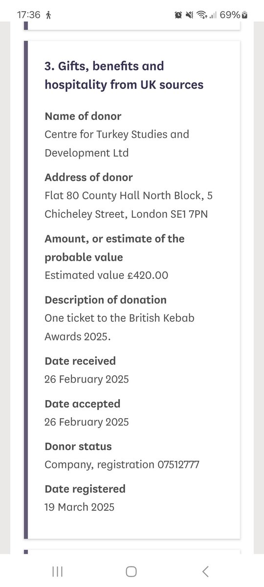 For fun, I thought I'd look up what freebies some politicians receive.

I looked up my former MP, <a href="/CPhilpOfficial/">Chris Philp MP</a> to start with. I'm not sure what connection he has with Turkish food, but...