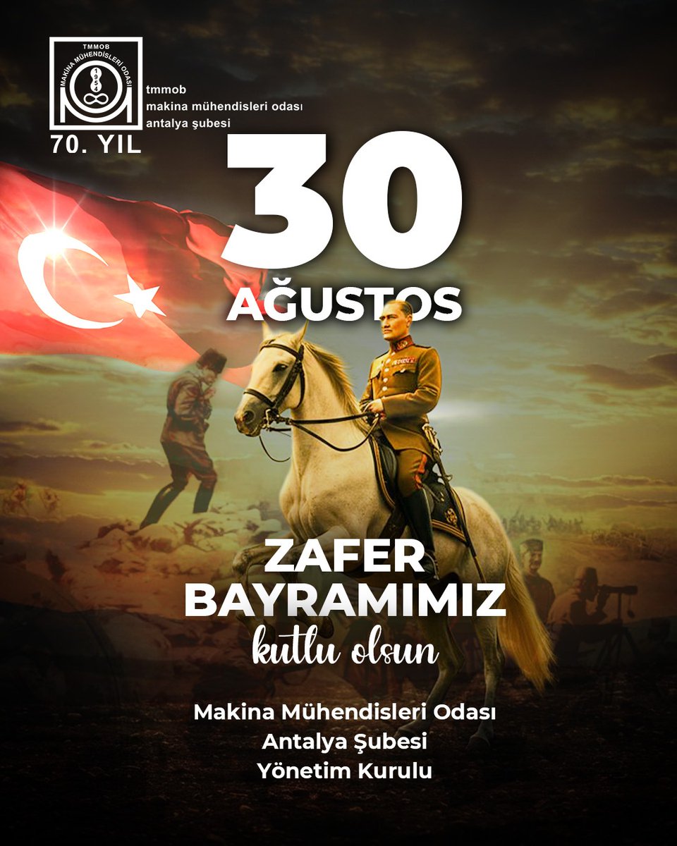 Ulusumuzun bağımsızlık mücadelesindeki en büyük zaferi olan 30 Ağustos Zafer Bayramı’nın 103. yıl dönümünü gururla kutluyor, başta Gazi Mustafa Kemal Atatürk olmak üzere tüm kahramanlarımızı saygı ve minnetle anıyoruz.
