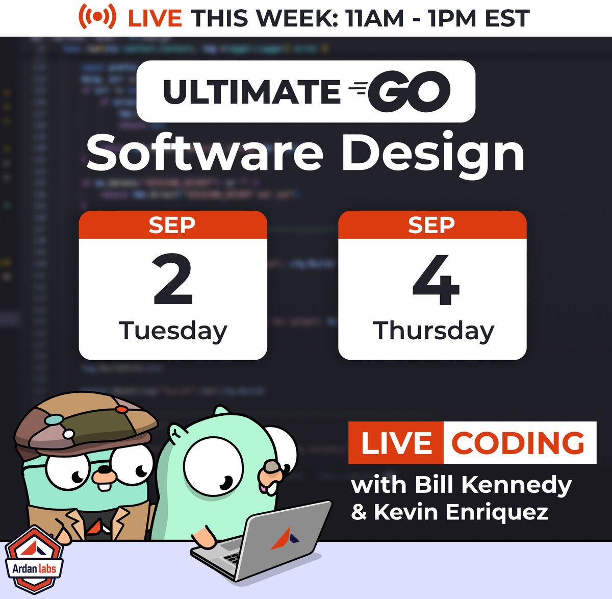 ardanlabs's tweet image. Ult. Software Design LIVE Schedule📅

Join @goinggodotnet &amp;amp; @KEnriquez21 in this week&apos;s streams:

Tue. 9/2 &amp;amp; Thu. 9/4 from 11am-1pm EST

Stay tuned 1hr before the LIVE shows for the stream link!😎

📽️Rewatch previous Eps here: bit.ly/3CShDOS

#golang #SoftwareDesignLive
