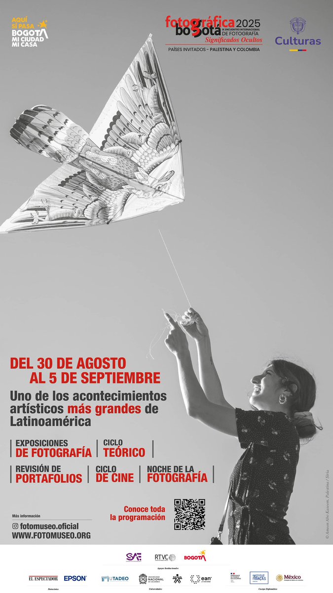 activosSAE's tweet photo. La SAE apoya la exposición FOTOGRÁFICA BOGOTÁ 2025 “Significados ocultos”, donde se podrán apreciar, entre otras, las obras de las destacadas artistas palestinas Fatima Hassouna, Dina Salem, Saja Quttaineh, Rehaf Al Batniji y Dana Barqawi. Un homenaje desde la fotografía a la hermandad con Palestina 🇵🇸