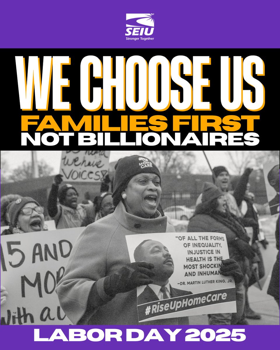 Billionaires rob our labor. But we are not afraid. We are not alone.
This #LaborDay, workers rise to say: We belong. We fight.

Join us #SolidaritySeason → seiu.co/LaborDay2025