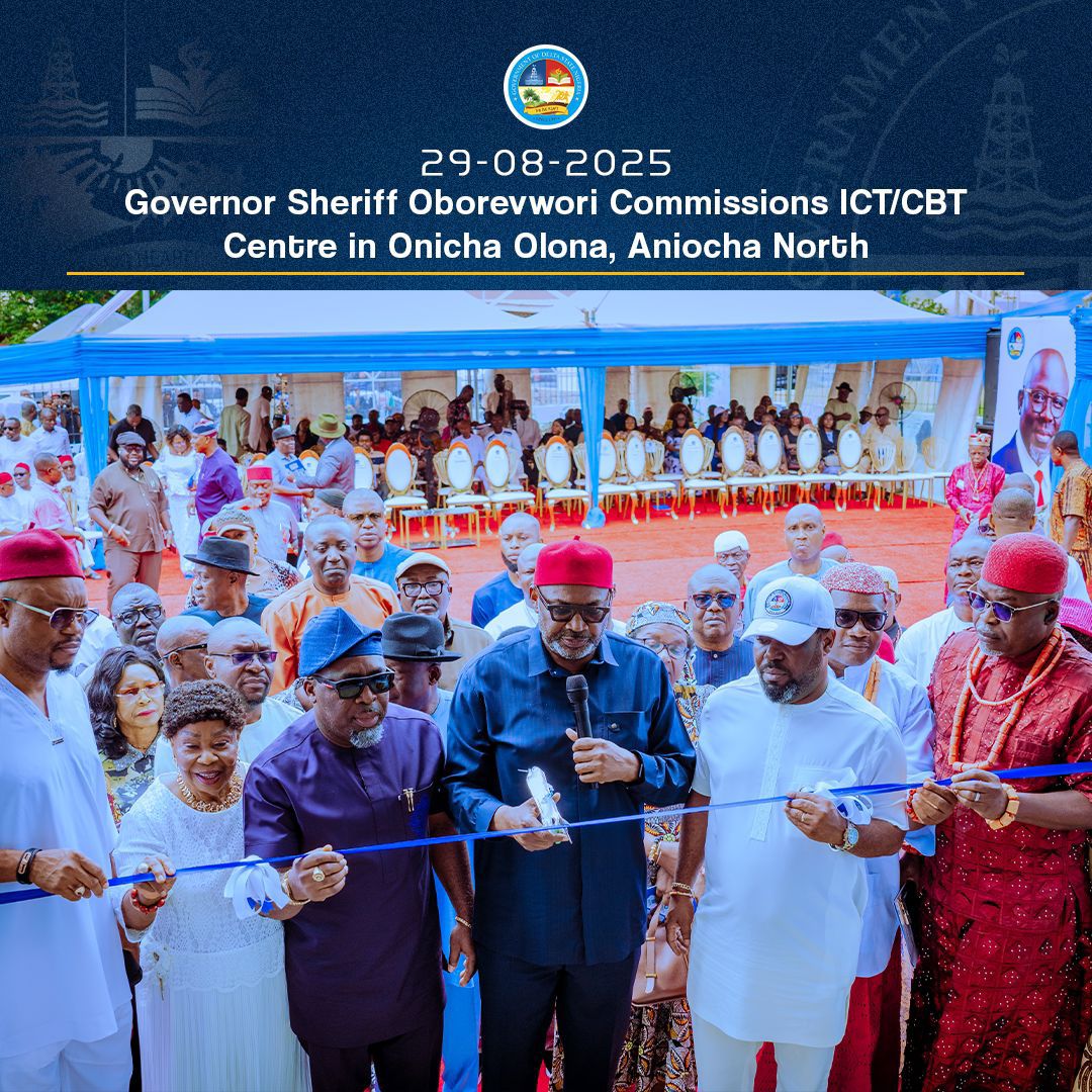 Phabpresh's tweet photo. Bridging the digital divide! 

Governor @RtHonSheriff commissions the new ICT/CBT Centre in Onicha Olona, Aniocha North,unlocking opportunities for learning, innovation, and growth.  #StrongerDelta #ICTForAll #DeltaDevelopment #SmartLearning #วอลเลย์บอลหญิง #ศาลรัฐธรรมนูญ https://t.co/fiWkdF2Vsc