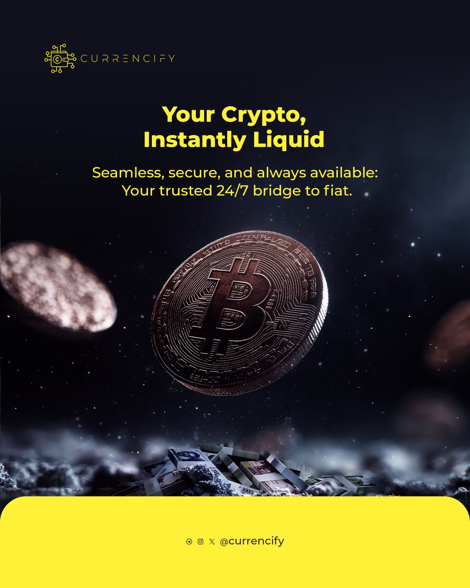 currencify's tweet photo. Instant. Trusted. Always on.
That's our promise. Our 24/7 OTC desk is your direct line for all crypto on/off-ramp needs.
Experience the difference.  Click the link in the bio to Trade with us today. 

#CryptoToCash #Naira #SecureTrading https://t.co/Yv38jmQgYw