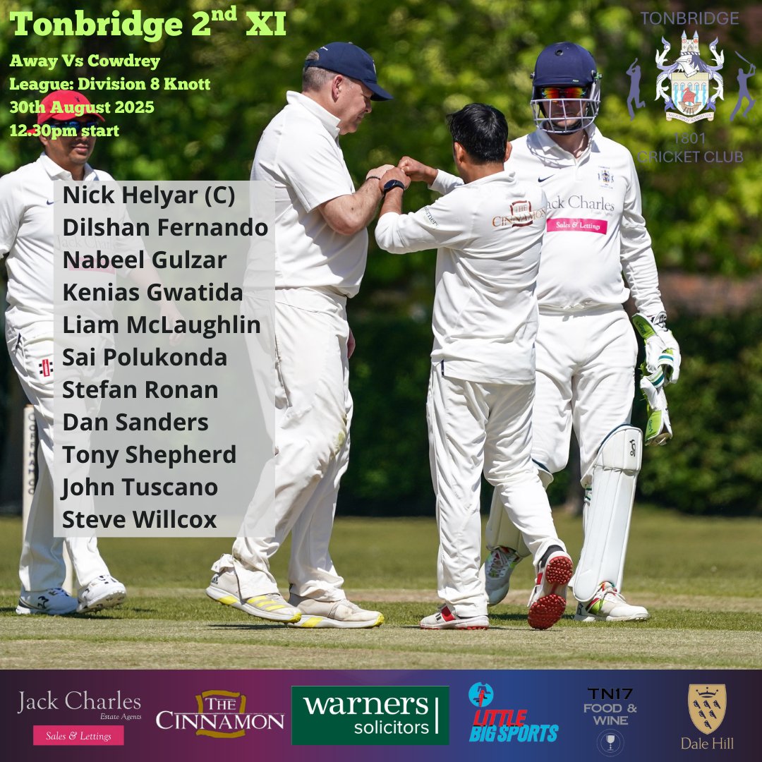 Our teams for the weekend.

Only two weekends remaining, how quick the season goes. A great opportunity to say a big thanks to our sponsors:

<a href="/jackcharles2020/">Jack Charles</a> 
@the_cinnamon_square 
@warnerslaw 
<a href="/littlebigsports/">Little Big Sports</a> 
TN17 Food &amp; Wine
@dalehillhotel