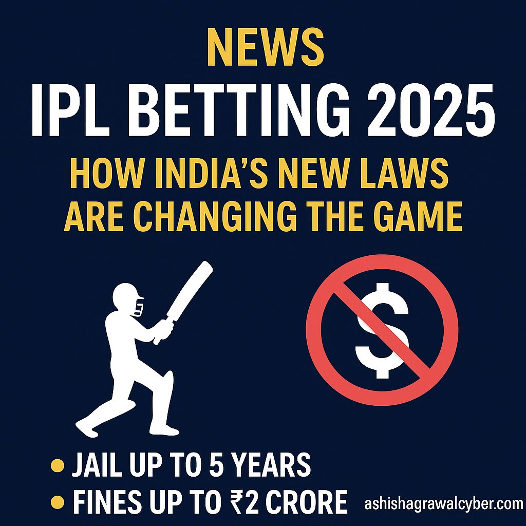 cyberadvashish's tweet image. 🚨 IPL2025 Betting Update 🚨
Foreign platforms like 1xBet, Parimatch &amp;amp; Stake attract millions of Indian users but under new laws (Bhartiya Nyaya Sanhita + Online Gaming Bill 2025) this is now:
Full breakdown 👉 ashishagrawalcyber.com/ipl-betting-20…
#IPLBETTING #CyberLaw #OnlineGaming