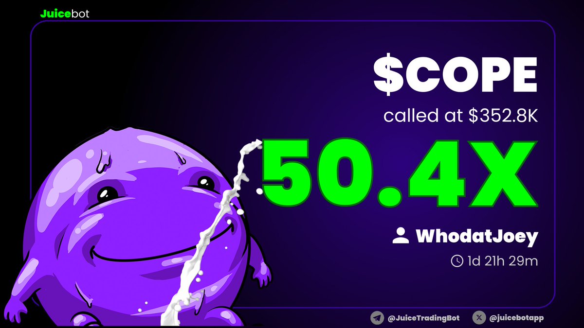 1/
JuiceBot is quietly becoming one of the most effective trading bot experiences in crypto.

• Lowest fees
• Real rewards in ETH, SOL, and $JUICE
• Curated insights from trusted members + JuicePriceBot
• Seamless trading experience

Here’s what sets <a href="/juicebotapp/">JUICE 🧃</a> apart 🧵👇