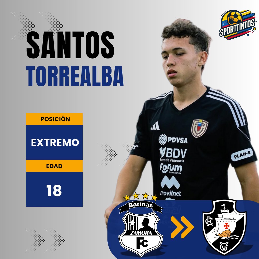 LuiSiuu21's tweet photo. 🚨🇻🇪 ¡De Barinas a Brasil 🇧🇷!

✅ Santos Torrealba (2007) se unirá a las filas del Vasco da Gama, el extremo Vinotinto iniciará en las inferiores, tal como informó @MarioSanchezVe. https://t.co/M7nMewGslw